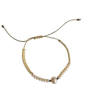 Tan woven  pearl  bracelet